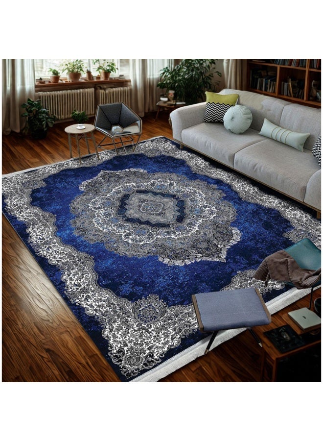 SMART HOME Large padded floor mat with a soft velvet surface and non-slip backing - Living room rug - Majlis rug - Lounge rug - Luxurious decorative rug - Elegant rug with modern patterns for living rooms and majlis - Size 350x250 cm - Suitable for everyday use and entertaining - Image 4